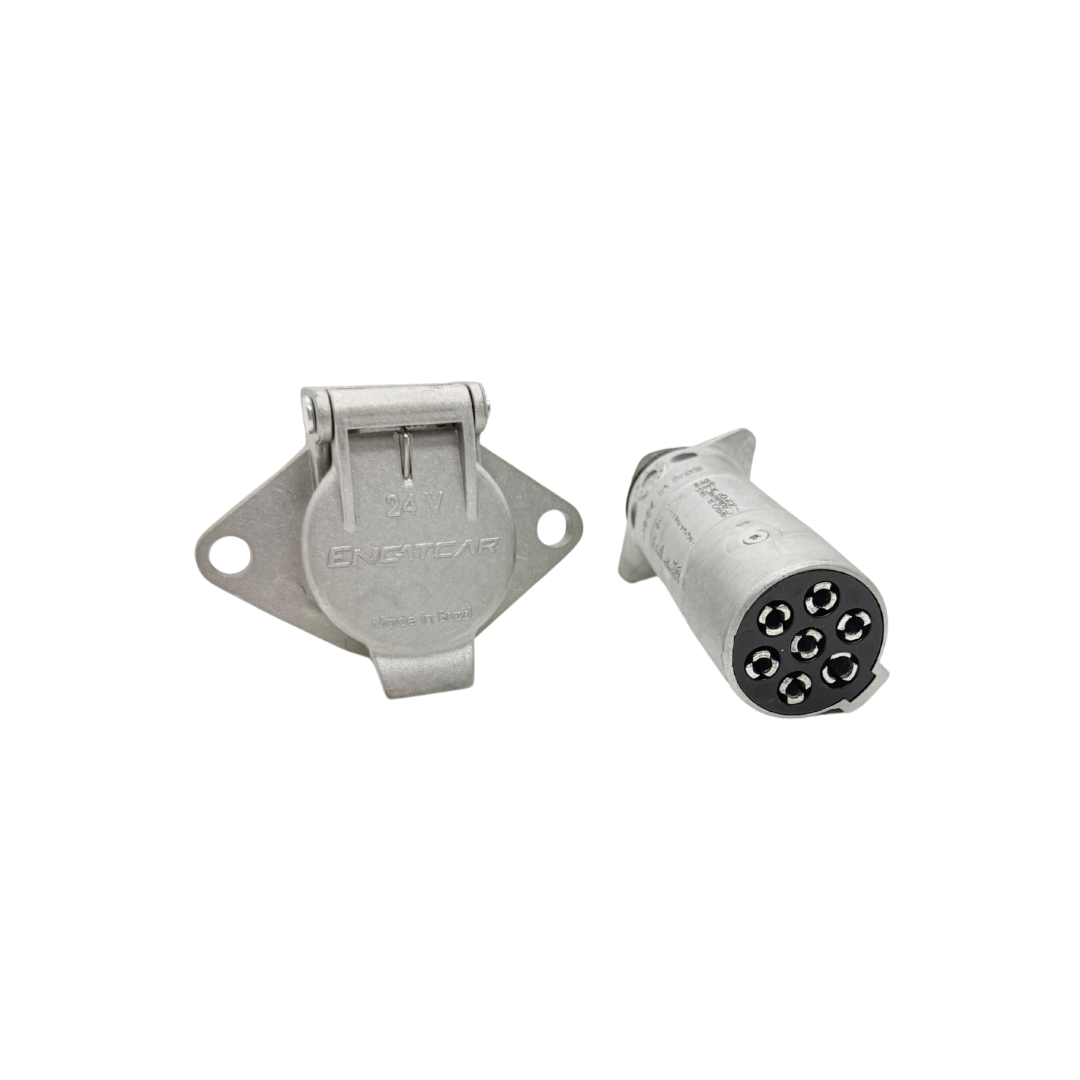 ENCHUFE PARA TRAILER 24V-7 VIAS ALUMINIO JUEGO COMPLETO SIN EXTENSOR-LINEA PESADA