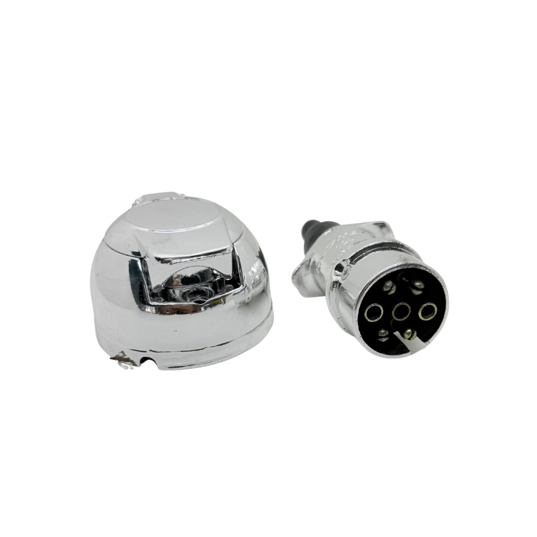 ENCHUFE PARA TRAILER 12V-7 VIAS PLASTICO CROMADO JUEGO COMPLETO