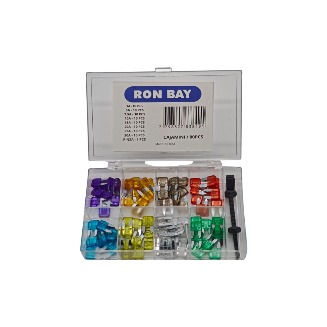 CAJA UNIVERSAL DE FUSIBLE FICHA MINI CON PINZA 80PCS