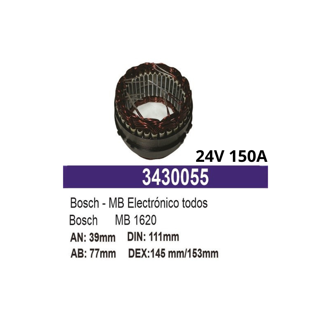 ESTATOR BOSCH  DEL ATL. NUEVO ELECTRONICO Ø111 24V 150A