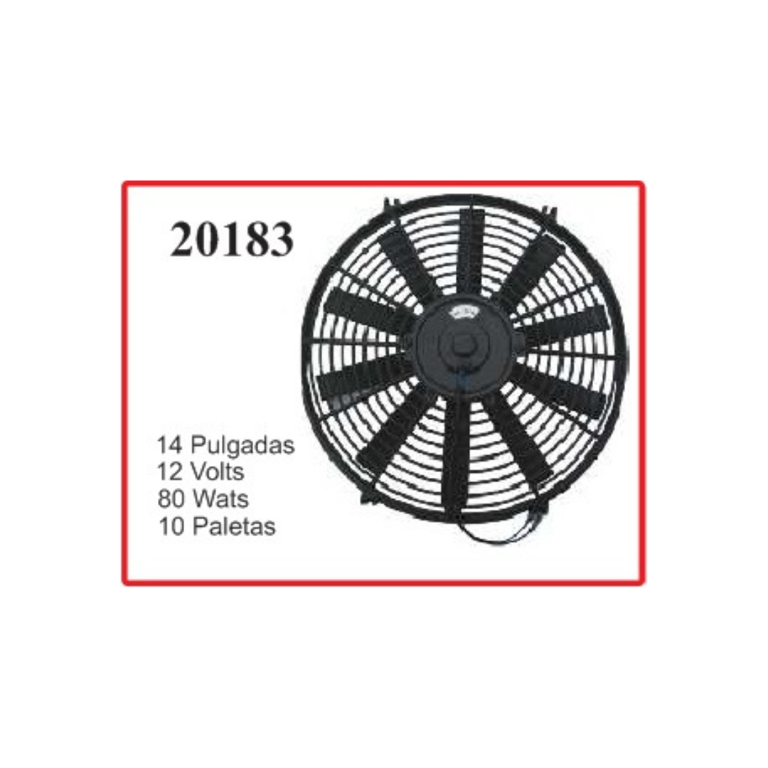 ELECTROVENTILADOR 14P 12V 80W 10 PALETAS CHATO 24V