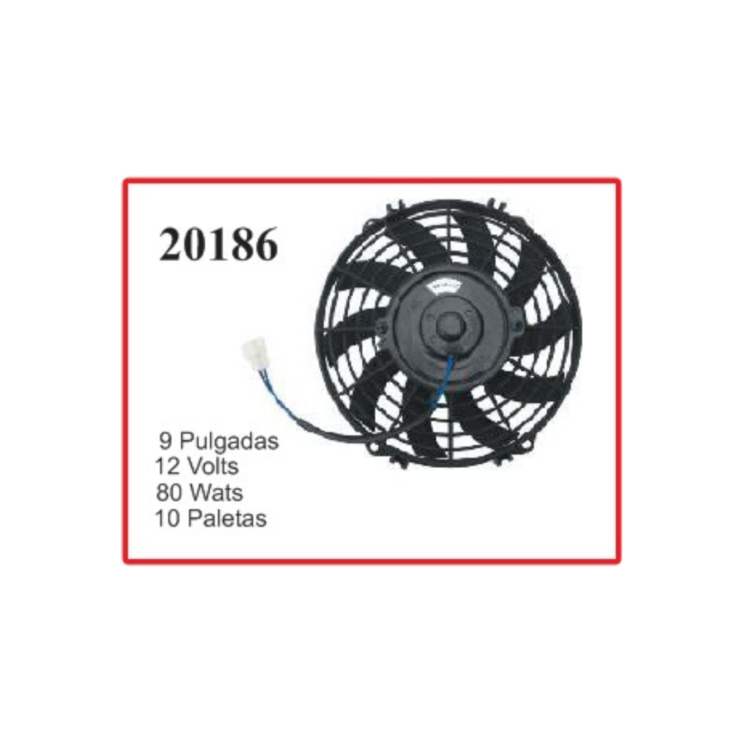 ELECTROVENTILADOR 9P 12V 80W 10 PALETAS CHATO CURVO