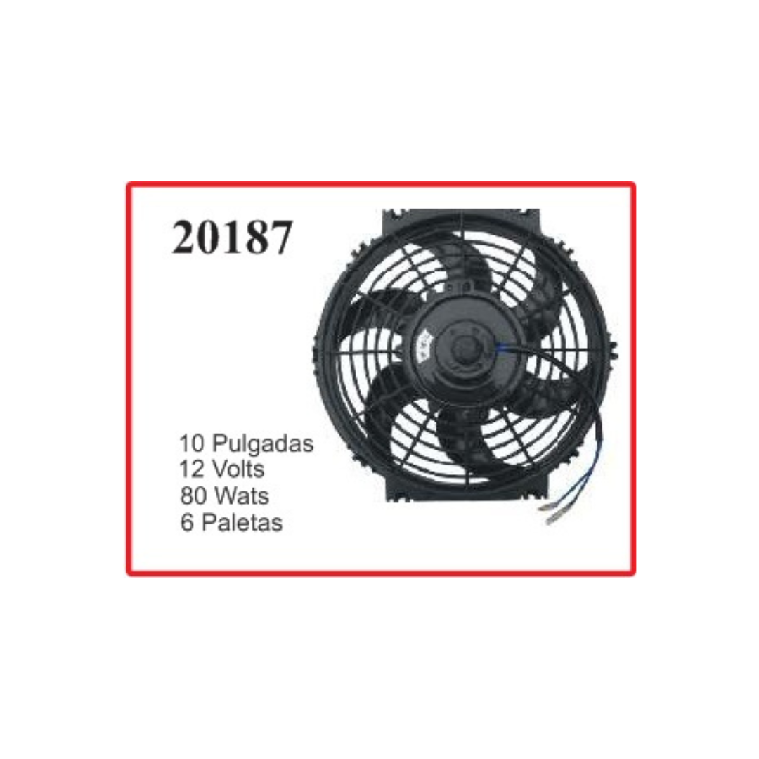 ELECTROVENTILADOR 10P 12V 80W 6 PALETAS CHATO CURVO