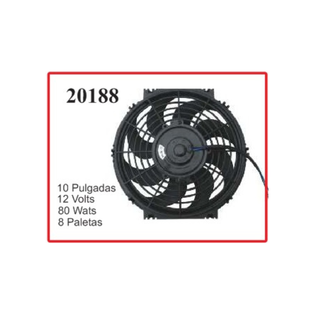 ELECTROVENTILADOR 10P 12V 80W 8 PALETAS CHATO CURVO