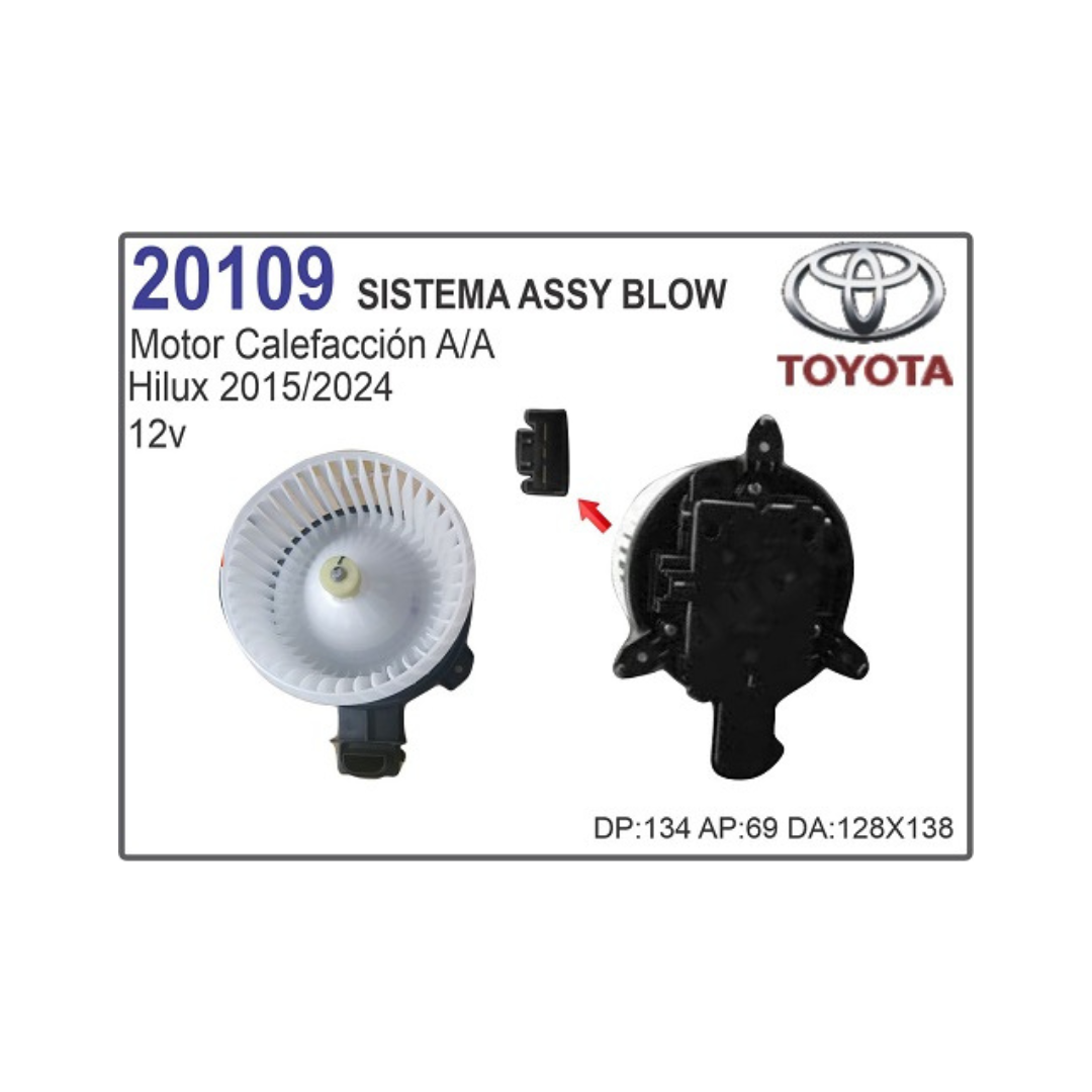 MOTOR SOPLADOR CALEFACCION TOYOTA HILUX  SW4 2015 HASTA 2025 NUEVA TECNOLOGIA SIN CARBONES
